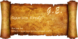 Gyurics Ernő névjegykártya